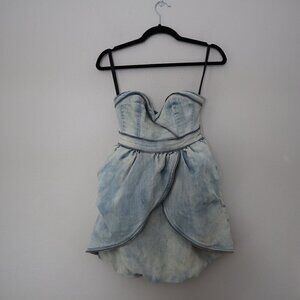 Guess Denim Mini Dress Exposed Zipper Size 3